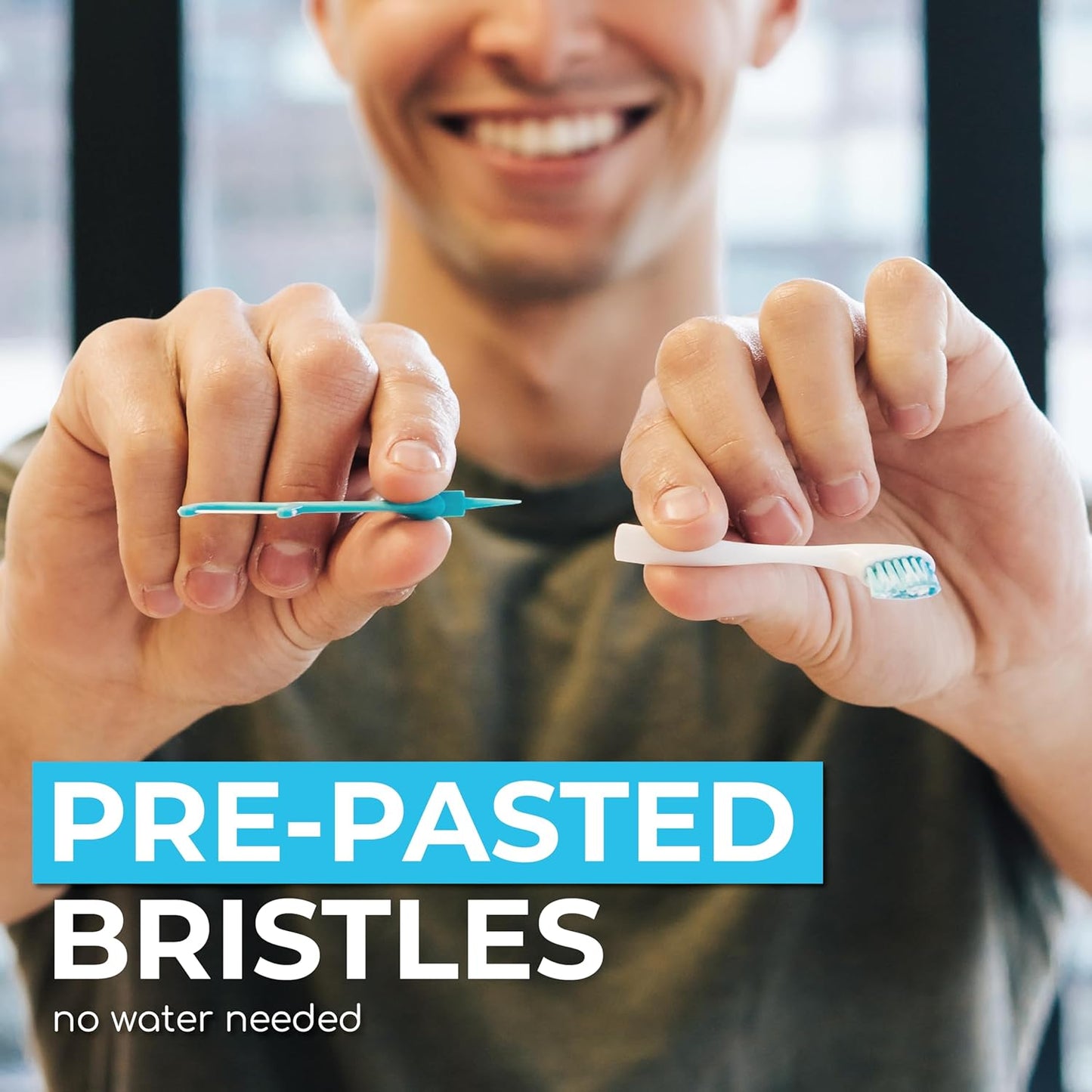 Brushee - The Evolution of Oral Care | 4-in-1 Tool (Paste + Brush + Floss + Pick) | Individually Wrapped | Disposable | Prepasted Travel Toothbrushes | Small Adult Toothbrush - (3-Pack)