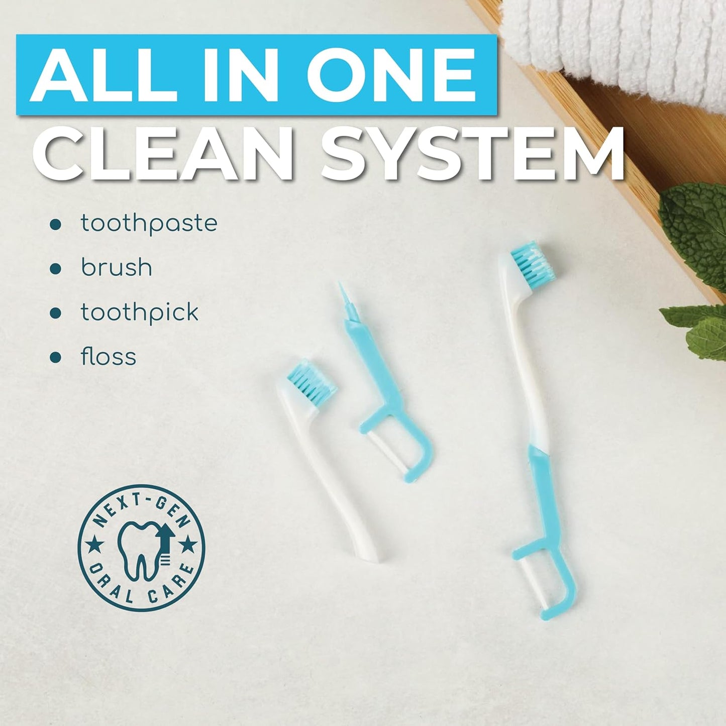Brushee - The Evolution of Oral Care | 4-in-1 Tool (Paste + Brush + Floss + Pick) | Individually Wrapped | Disposable | Prepasted Travel Toothbrushes | Small Adult Toothbrush - (3-Pack)
